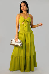 Jenna Wide Leg Jumpsuit-Green