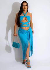 DAPHNE SKIRT SET-BLUE - Gia Lux Boutique
