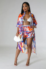 KAREEMAH TUNIC SHORT SET-RED - Gia Lux Boutique