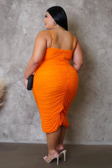 KRISTY MIDI DRESS-ORANGE - Gia Lux Boutique