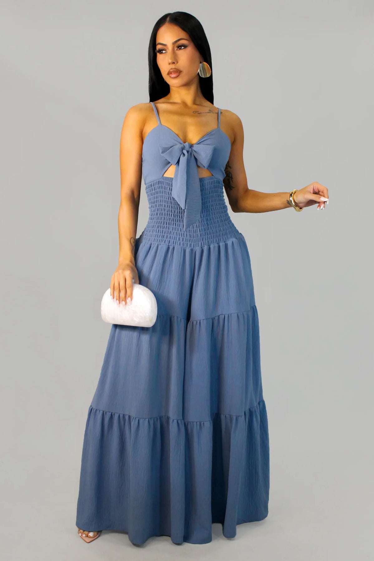 Jenna Wide Leg Jumpsuit - Blue