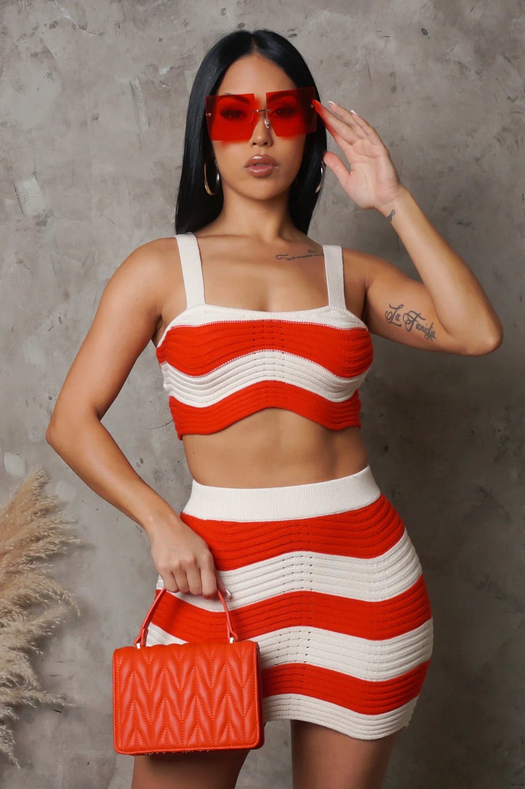 AMINA SKIRT SET-RED - Gia Lux Boutique