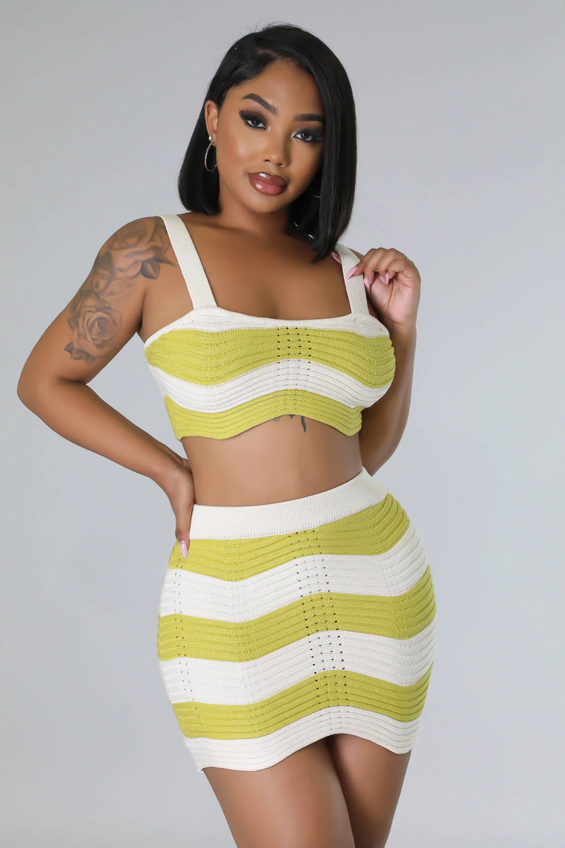 AMINA SKIRT SET-YELLOW - Gia Lux Boutique