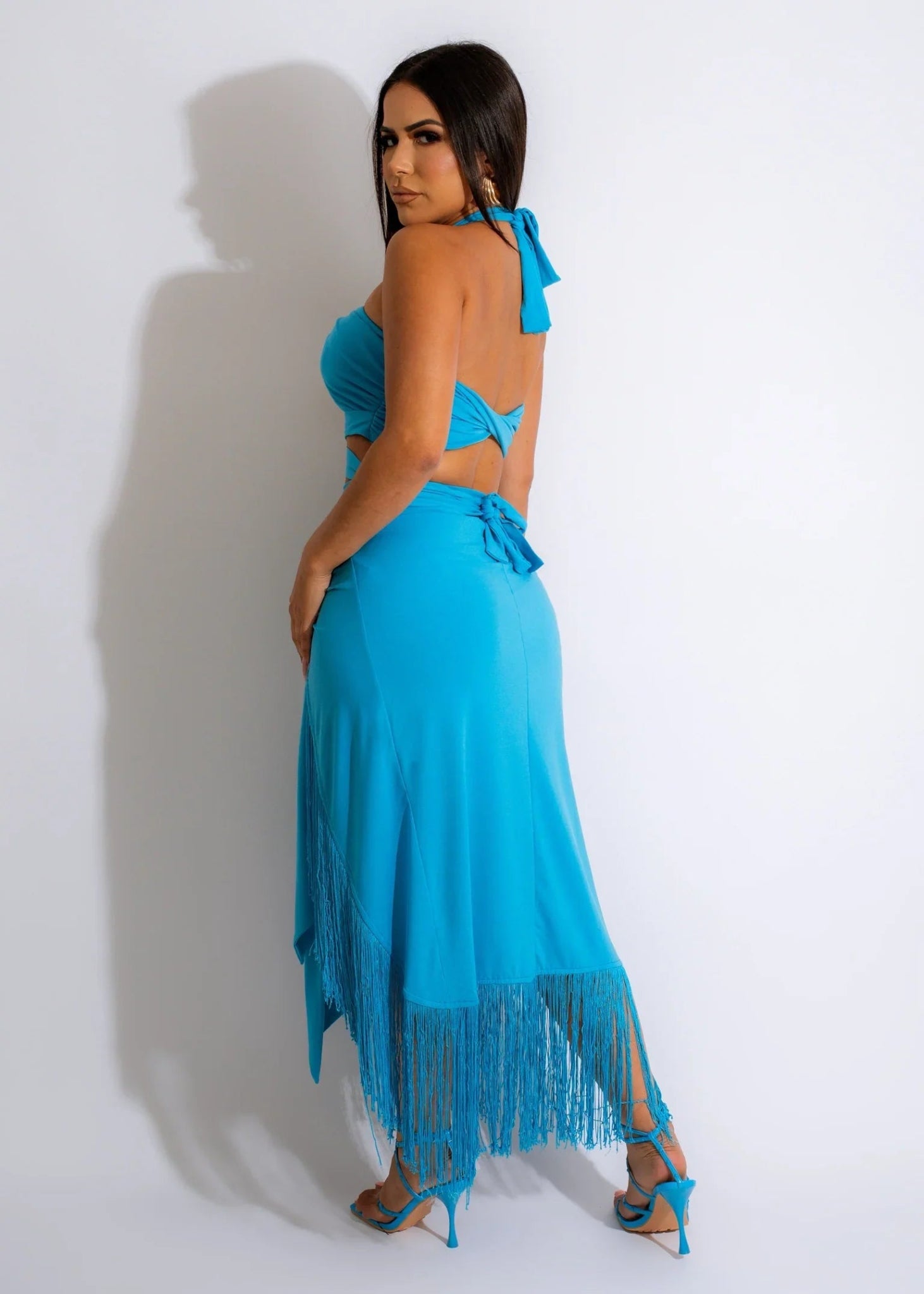DAPHNE SKIRT SET-BLUE - Gia Lux Boutique
