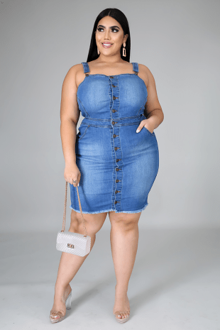 HANNA DENIM DRESS - Gia Lux Boutique