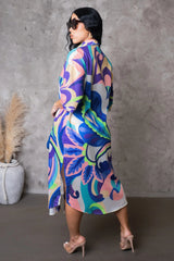 KAREEMAH TUNIC SHORT SET-BLUE - Gia Lux Boutique