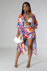 KAREEMAH TUNIC SHORT SET-RED - Gia Lux Boutique