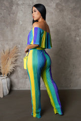 KIM MULTICOLOR PANT SET - Gia Lux Boutique