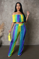 KIM MULTICOLOR PANT SET - Gia Lux Boutique