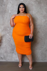 KRISTY MIDI DRESS-ORANGE - Gia Lux Boutique