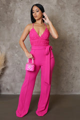 MANDIE SLEEVESLESS JUMPSUIT-PINK - Gia Lux Boutique