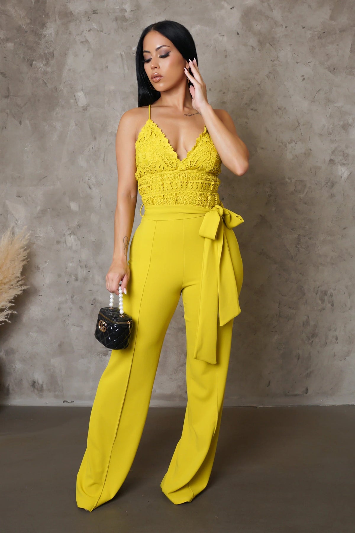 MANDIE SLEEVESLESS JUMPSUIT-YELLOW - Gia Lux Boutique