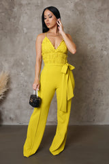 MANDIE SLEEVESLESS JUMPSUIT-YELLOW - Gia Lux Boutique