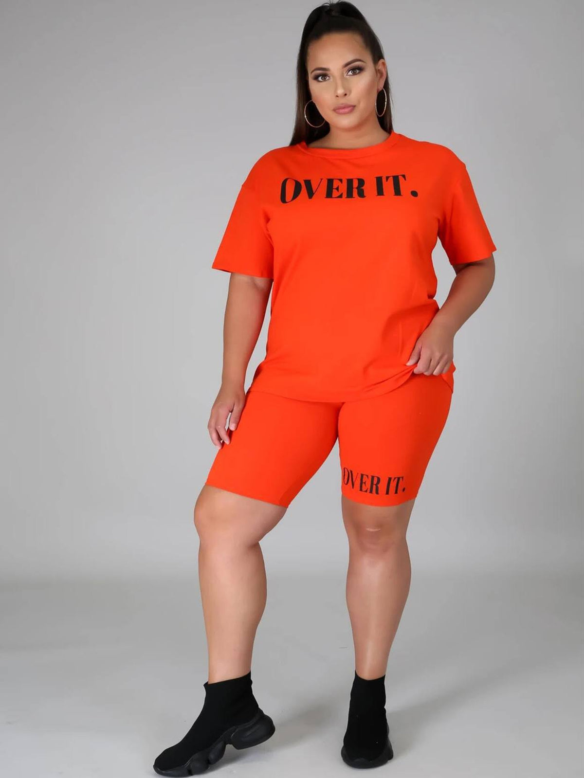 NATTY TWO PIECE SHORT SET-ORANGE - Gia Lux Boutique