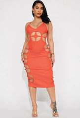 YAILIN MIDI DRESS-ORANGE - Gia Lux Boutique