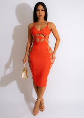 YAILIN MIDI DRESS-ORANGE - Gia Lux Boutique